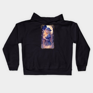 Blue Witch holding Mushroom 1 Kids Hoodie